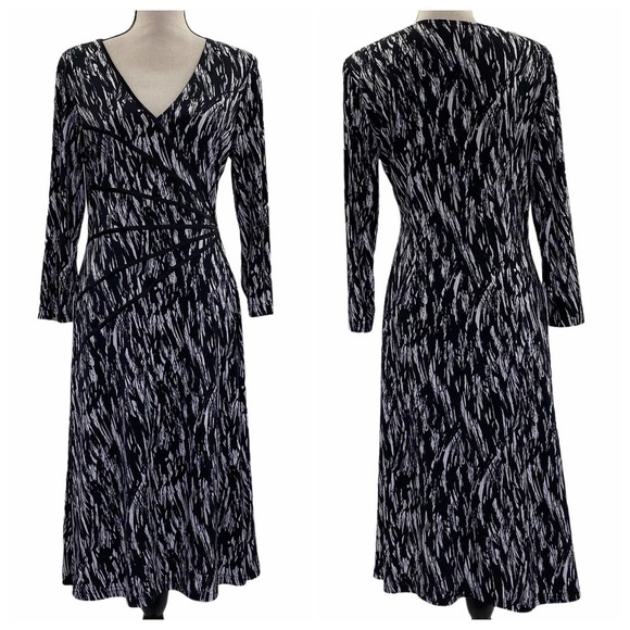 Connected Dresses & Skirts - CONNECTED Black White Long Sleeve Dress Size 12
